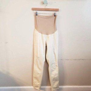 Indigo Blue Maternity Yellow Distressed Jeans XS